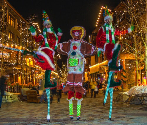 Gingerbread and Elves
on Candy-Cane Stilts